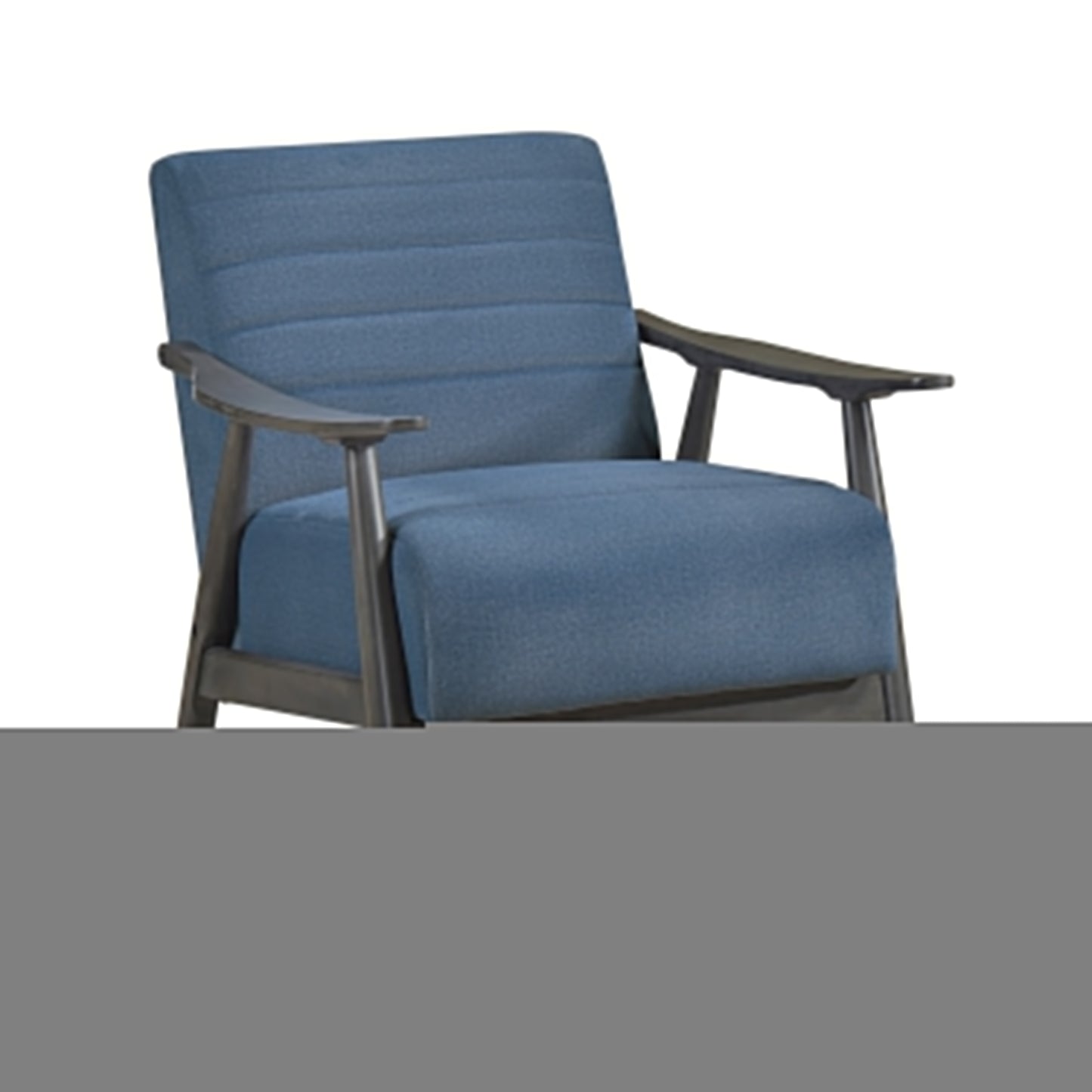 Tira 32 Inch Accent Chair, Channel Stitched, Gray Velvet, Solid Wood Frame