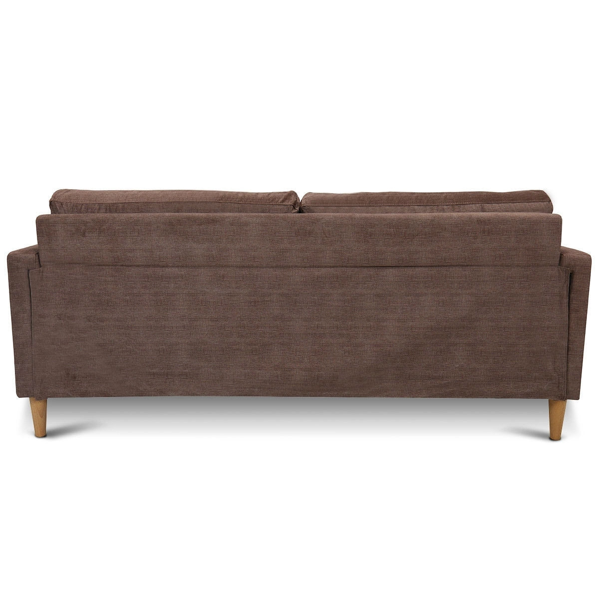 Modern Light Brown Coffee Fabric Mid-Century Style Sofa with Wood Legs