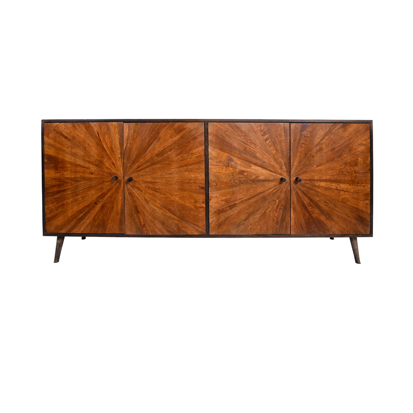 Jag 65 Inch Mango Wood Sideboard Buffet Cabinet Console, 2 Door, Sunburst Warm Brown — Chic Home-Decor