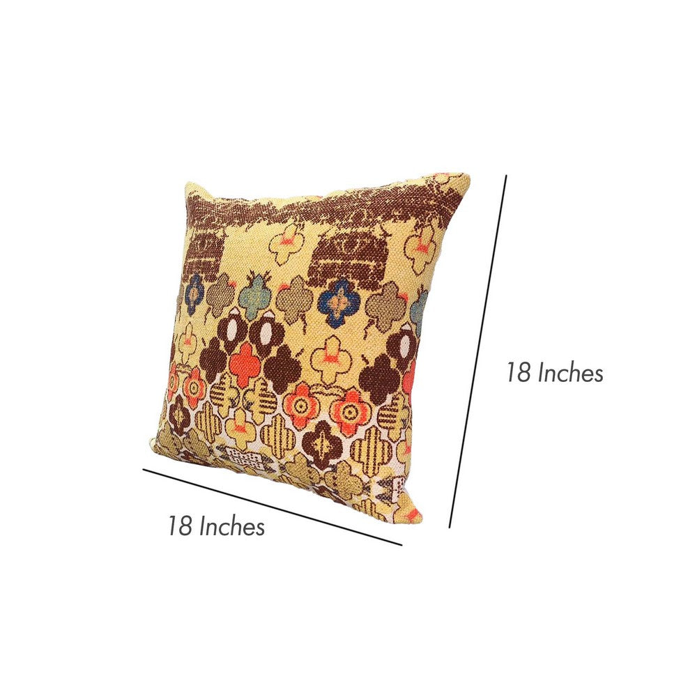 18 x 18 Square Accent Pillows, Printed Unique Quatrefoil Design, Set of 2, Multicolor