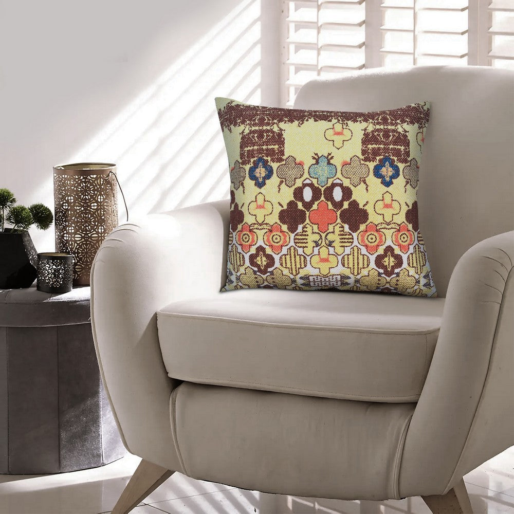 18 x 18 Square Accent Pillows, Printed Unique Quatrefoil Design, Set of 2, Multicolor