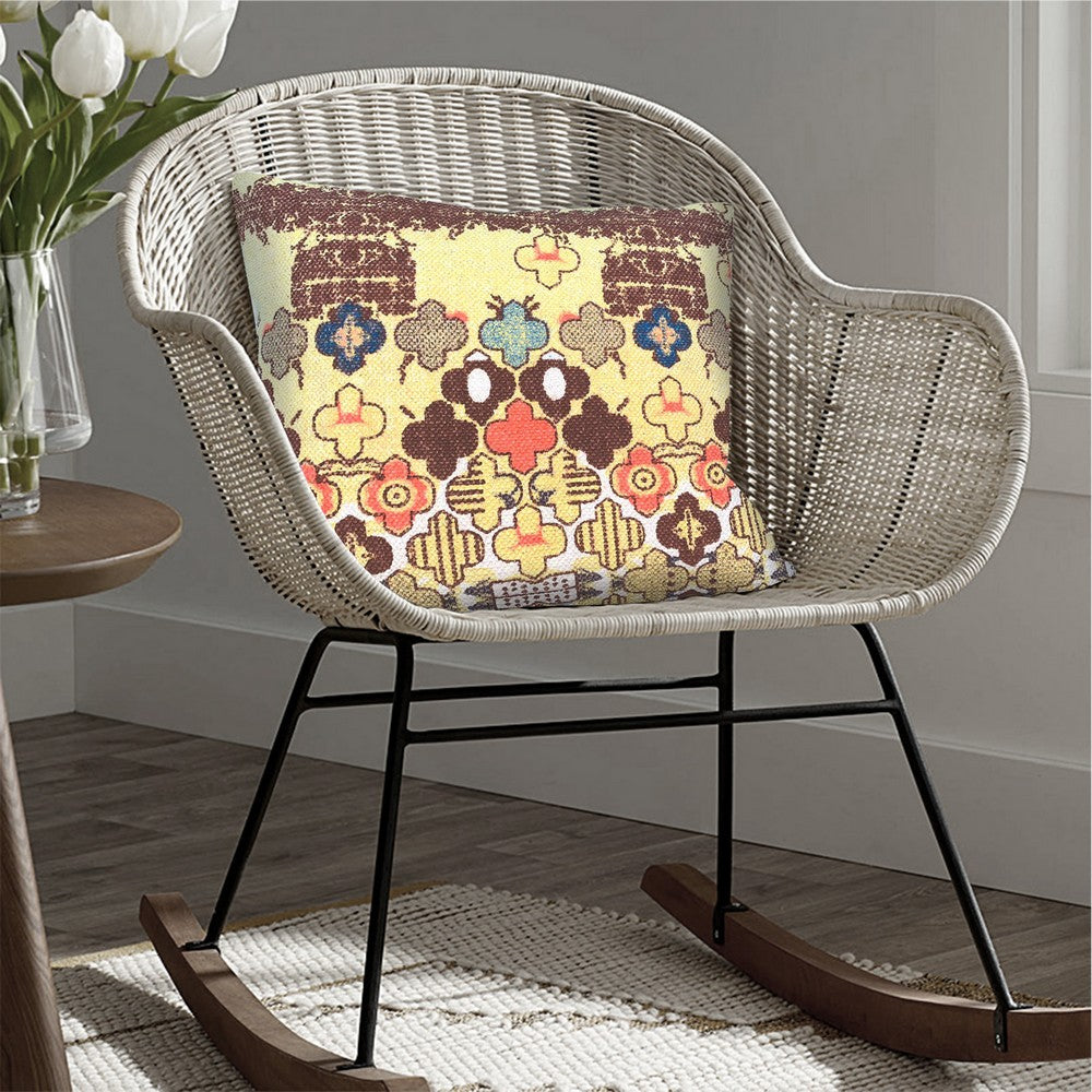 18 x 18 Square Accent Pillows, Printed Unique Quatrefoil Design, Set of 2, Multicolor