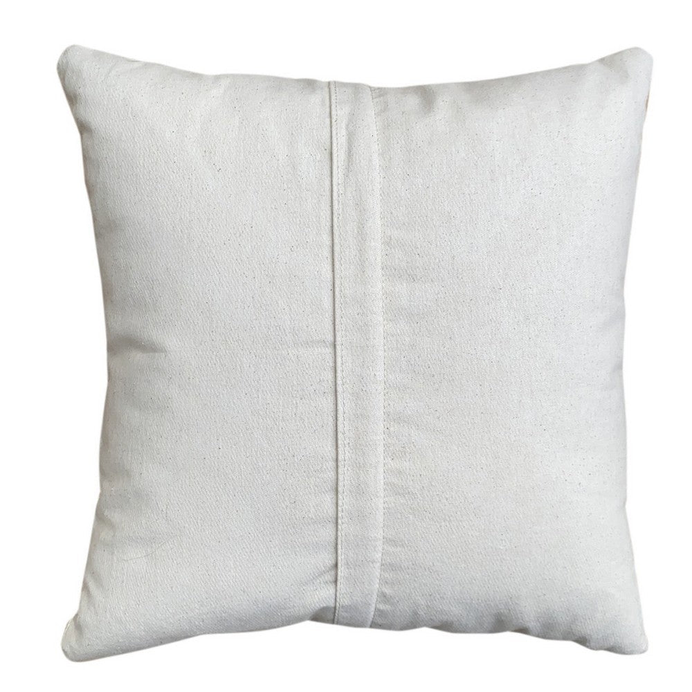 17 x 17 Inch Square Cotton Accent Throw Pillows, Geometric Aztec Embroidery, Set of 2, White, Gray