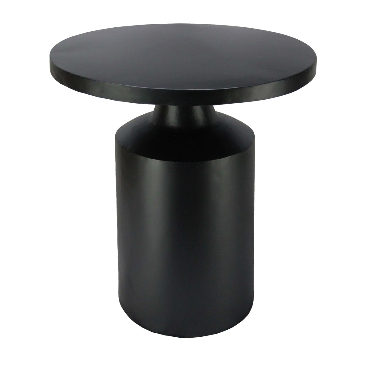 Zoe 20 Inch Modern Round Iron Side Table with Pedestal Base, Matte Black — Chic Home-Decor