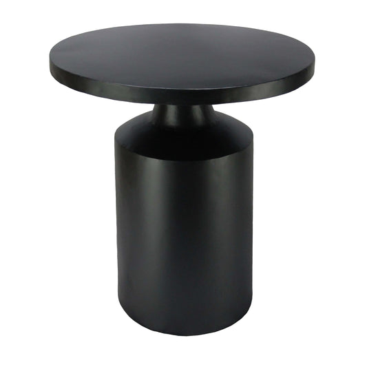 Zoe 20 Inch Modern Round Iron Side Table with Pedestal Base, Matte Black — Chic Home-Decor