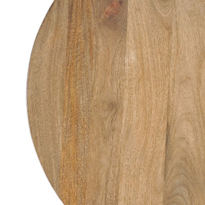Nina 30 inch Round Mango Wood Coffee Table - Handcrafted Natural Brown, Sturdy 3-Leg Sled Base