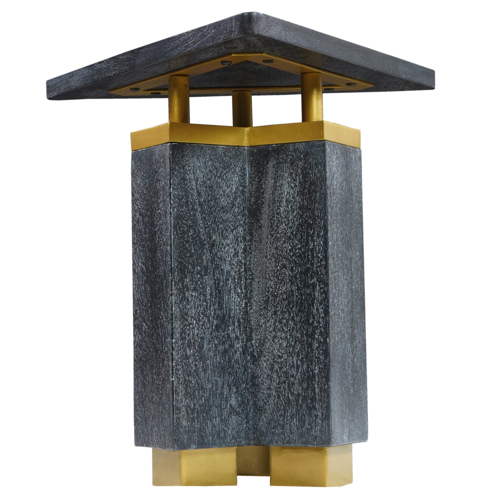 Andes Modern Triangular End Table - Handcrafted with Gold Brass Trim and Sandblasted Black Finish, 20 Inch