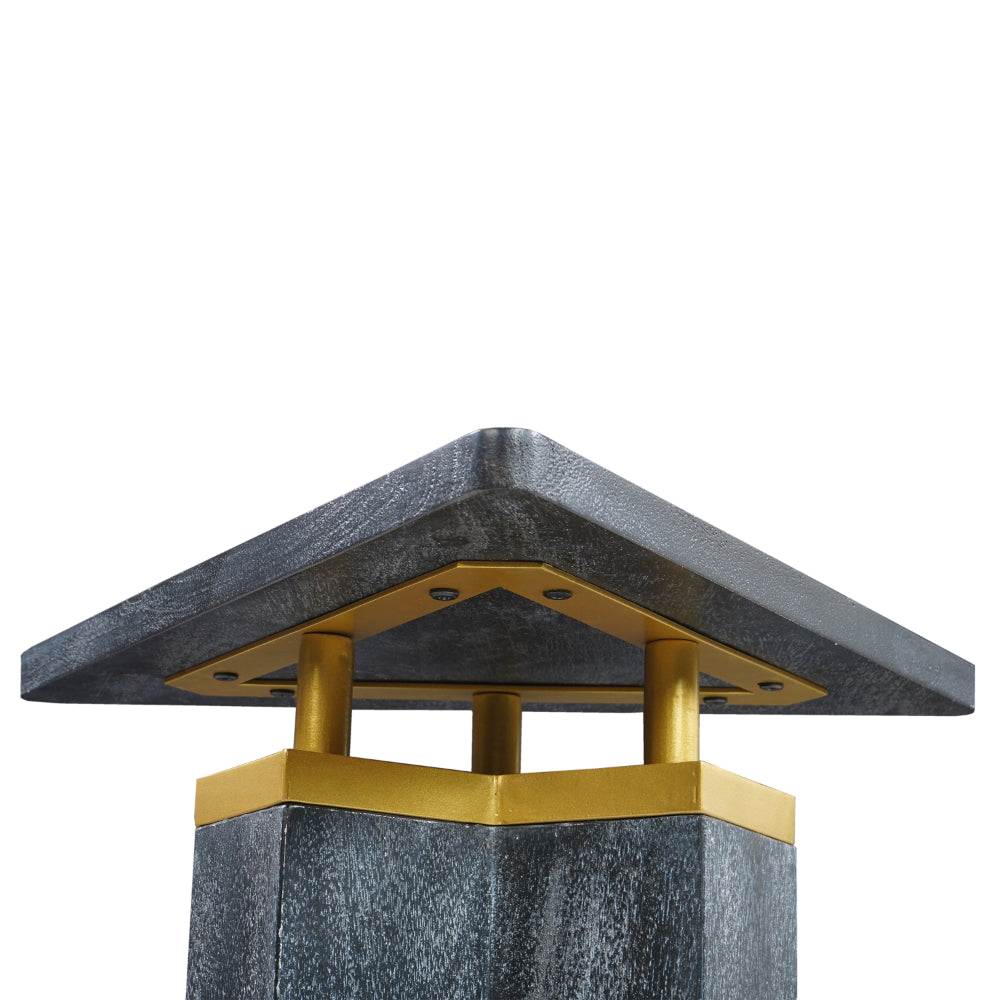 Andes Modern Triangular End Table - Handcrafted with Gold Brass Trim and Sandblasted Black Finish, 20 Inch