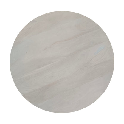 Tomas 32 Inch Coffee Table, Mango Wood Drum Top, Classic Washed White