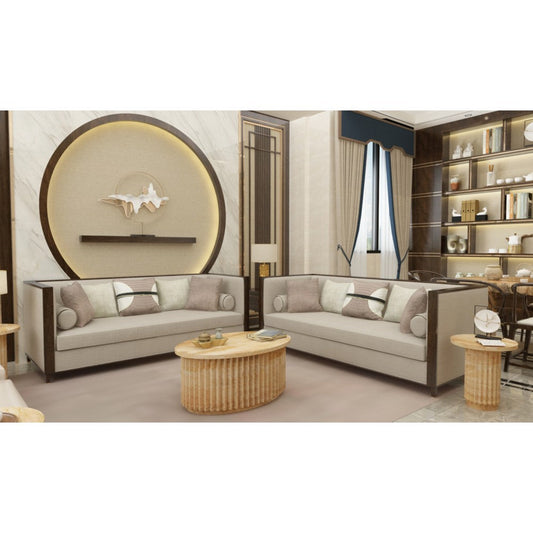 Muna Coffee Table, 36 Inch Oval Top, Handcrafted Mango Wood, Reeded Base with Hidden Storage, Natural Brown