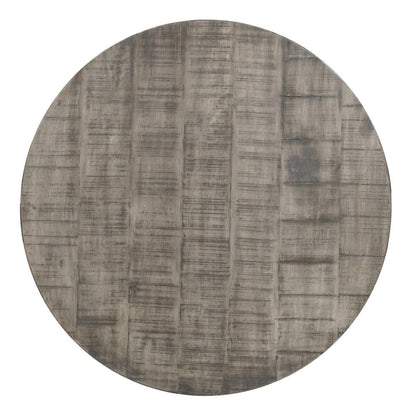 36 Inch Round Coffee Table, Handcrafted Drum Shape, Mango Wood with Olive Gray Finish