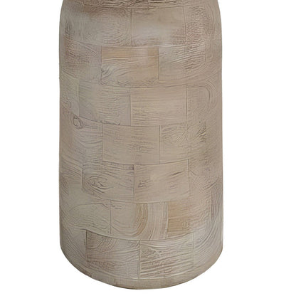 Oais Side End Table, Sandblasted Distressed White Mango Wood, 17 Inch Round Top