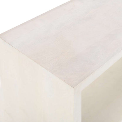 Keli 52 Inch Sofa Console Table, Mango Wood Handcrafted Open Frame, Rustic Washed White