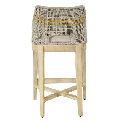 Avira 30 Inch Barstool Chair | Handcrafted Mango Wood | Cotton Rope Weaving | Beige Cushion - UPT-327534