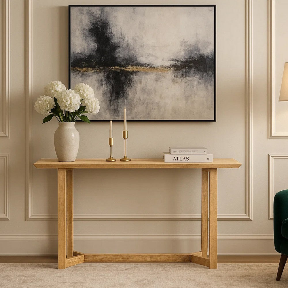 Nina Console Table | 48" Rectangular Top | Open Frame with Trestle Base | Natural Brown Mango Wood