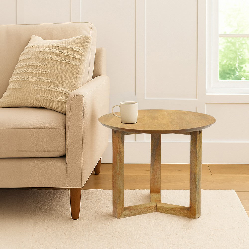 Nina 18.5" Round Handcrafted Side End Table