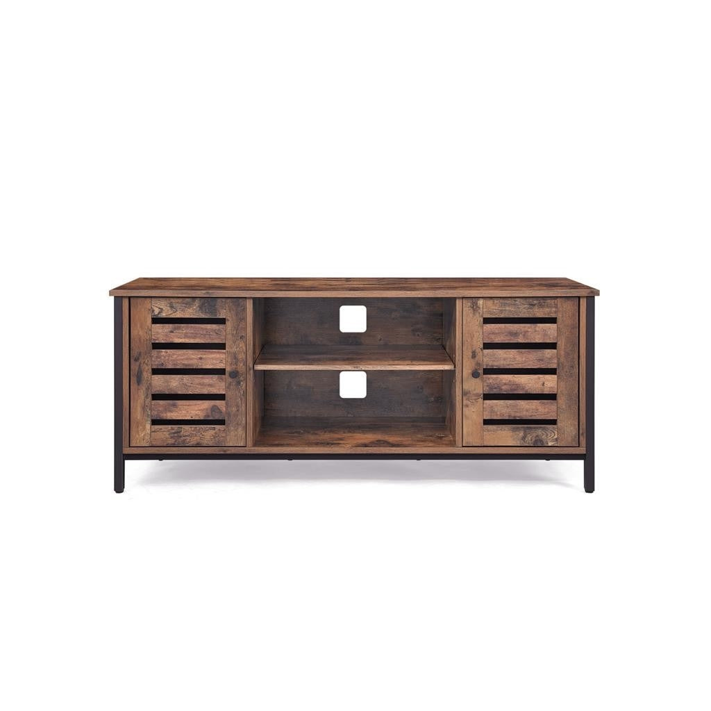 Rustic FarmHome TV Entertainment Stand Console Cabinet Louvered Doors with Shelf