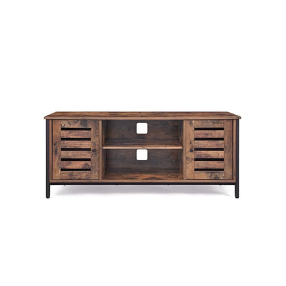 Rustic FarmHome TV Entertainment Stand Console Cabinet Louvered Doors with Shelf