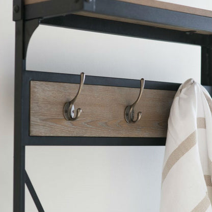 Rustic Gray Black Metal Frame Entryway Storage Hall Tree