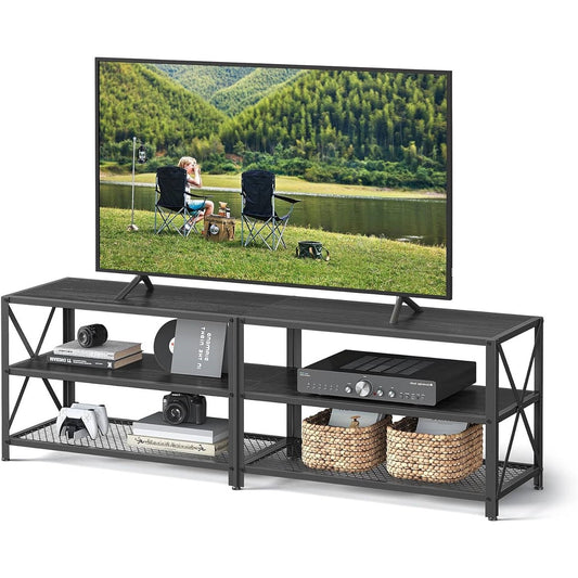 Industrial Black Metal Wood TV Stand Entertainment Center for TV up to 70-inch — Chic Home-Decor