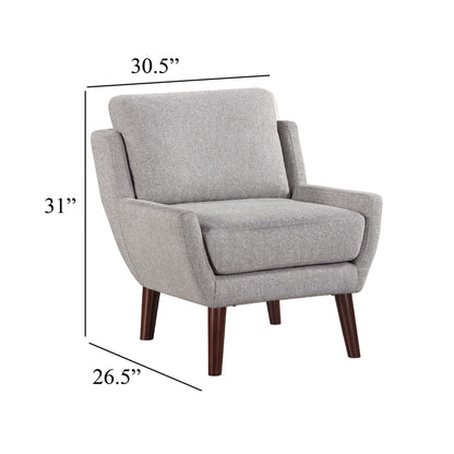 Veny Accent Armchair, Soft Gray Chenille, Solid Wood Angled Legs