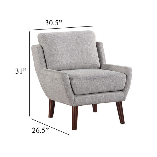 Veny Accent Armchair, Soft Gray Chenille, Solid Wood Angled Legs