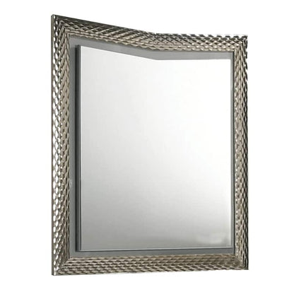 Vino 41 x 44 Dresser Mirror w LED, Glam Gray Wood, Silver Trim