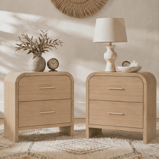 Tela Nightstand, 2 Drawers, Metal Handles, 25 Inch Blue Solid Pinewood