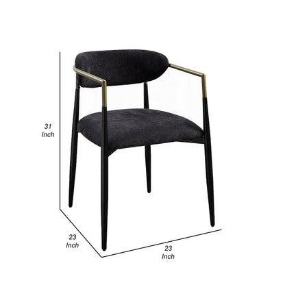 Vonn Dining Side Chair Set of 2, Black Gold Metal, Black Fabric