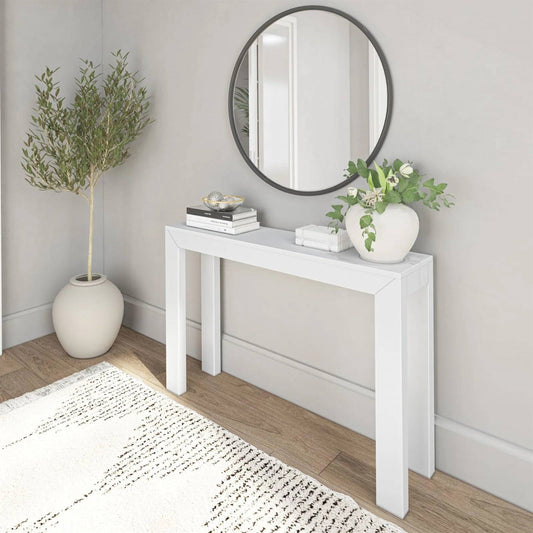 Solid Wooden Modern Accent Console Table / Sofa Table in White Wood Finish — Chic Home-Decor