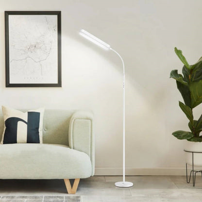White 68-inch LED Dimmable Gooseneck Floor Lamp Reading Light with Remote