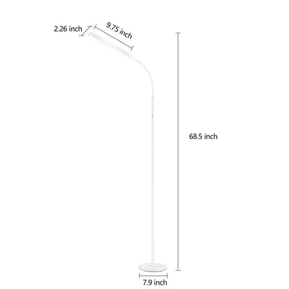 White 68-inch LED Dimmable Gooseneck Floor Lamp Reading Light with Remote