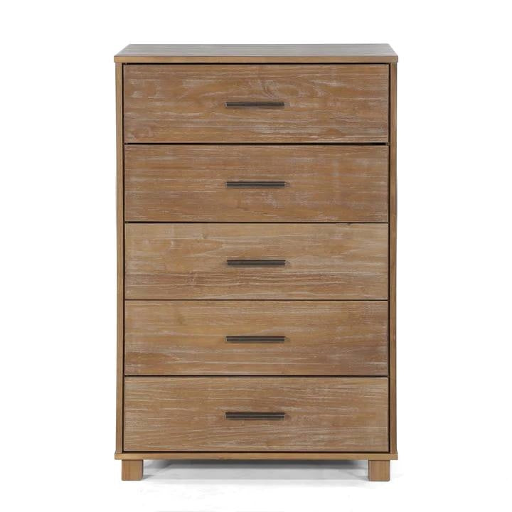 Modern Farmhouse Solid Wood 5 Drawer Bedroom Chest in Pine Finish — Chic Home-Decor