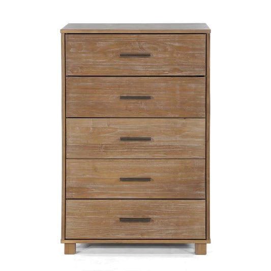 Modern Farmhouse Solid Wood 5 Drawer Bedroom Chest in Pine Finish — Chic Home-Decor