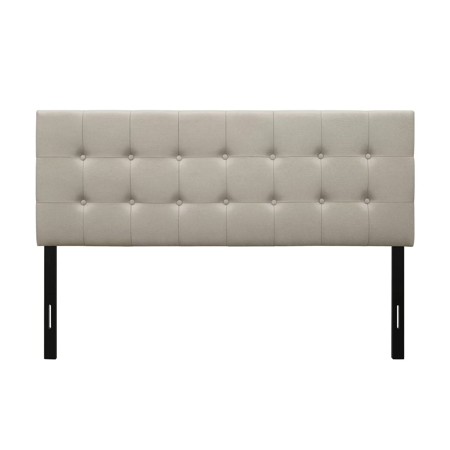 Twin Button-Tufted Headboard in Light Grey Taupe Beige Upholstered Fabric — Chic Home-Decor