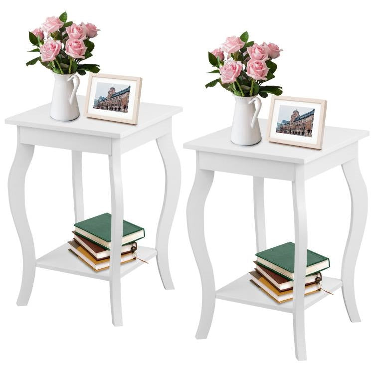 Stylish Nightstand End Table in White Wood Finish - Set of 2 — Chic Home-Decor