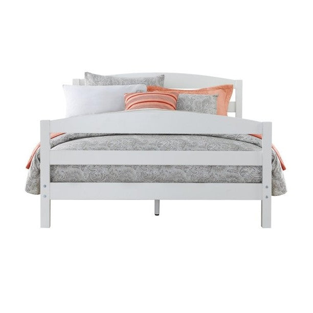 Full Size Minimalist Platform Bed Headboard Footboard in White
