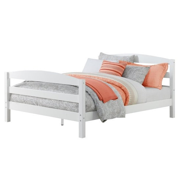Full Size Minimalist Platform Bed Headboard Footboard in White