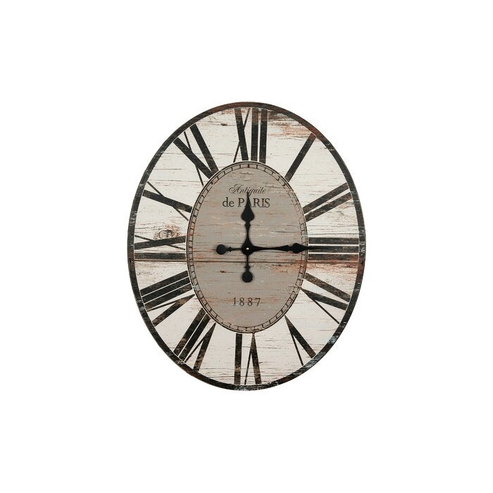 White Washed Oversized Distressed Paris Wood Wall Clock — Chic Home-Decor