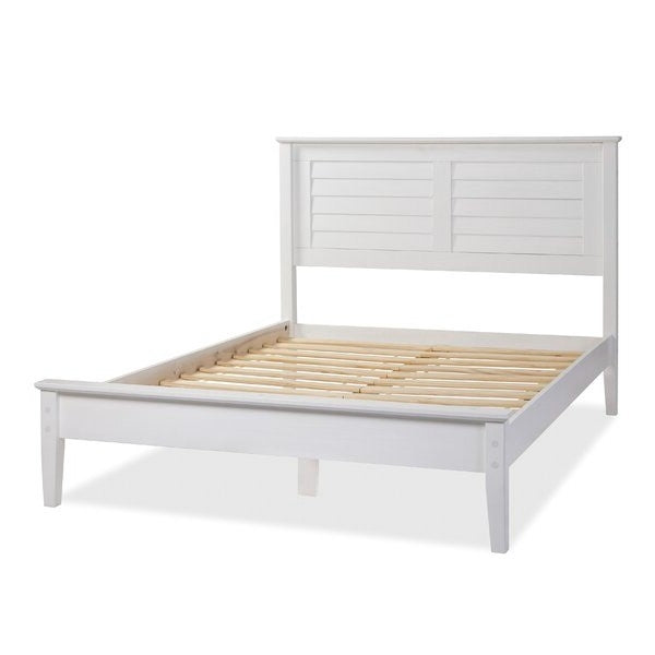 Contemporary White Solid Pine Platform Bed in Queen Size — Chic Home-Decor