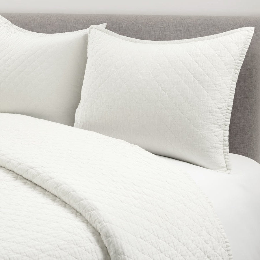 King/CAL King Lightweight Cotton Linen White Reversible 3-PC Quilt Set — Chic Home-Decor