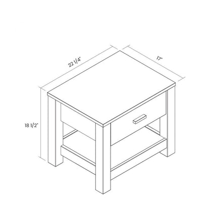 FarmHouse Traditional Rustic White 1 Drawer Nightstand