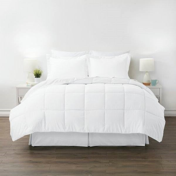 Queen Size Microfiber 6-Piece Reversible Bed In A Bag Comforter Set in White — Chic Home-Decor