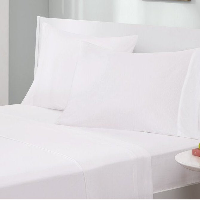 Twin Size 4-Piece Cotton Blend Jersey Sheet Set in White — Chic Home-Decor