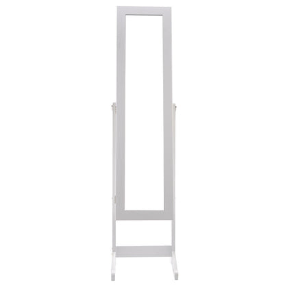 White Wood Jewelry Storage Cabinet Freestanding Floor Mirror