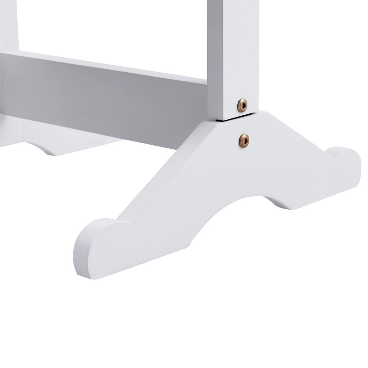 White Wood Jewelry Storage Cabinet Freestanding Floor Mirror