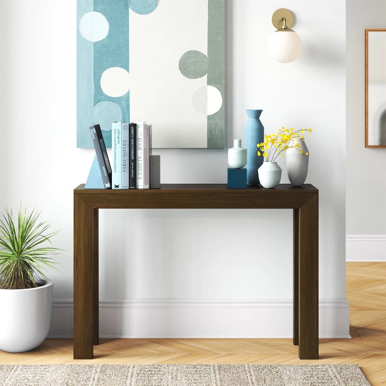 Solid Wood Modern Accent Console Table / Sofa Table in Dark Brown Walnut Finish — Chic Home-Decor