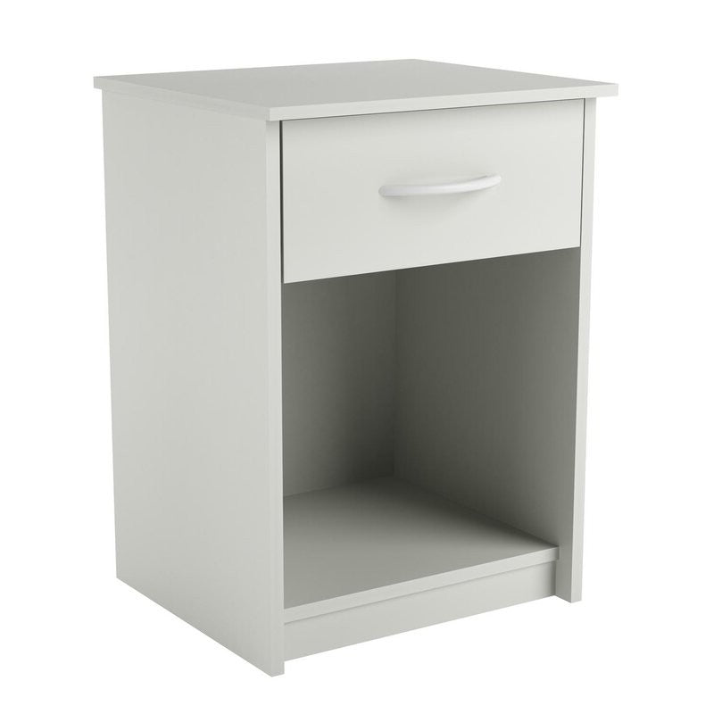Bedroom 1-Drawer End Table Nightstand in White Wood Finish
