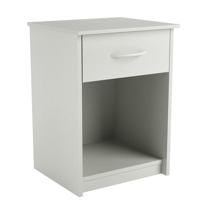 Bedroom 1-Drawer End Table Nightstand in White Wood Finish