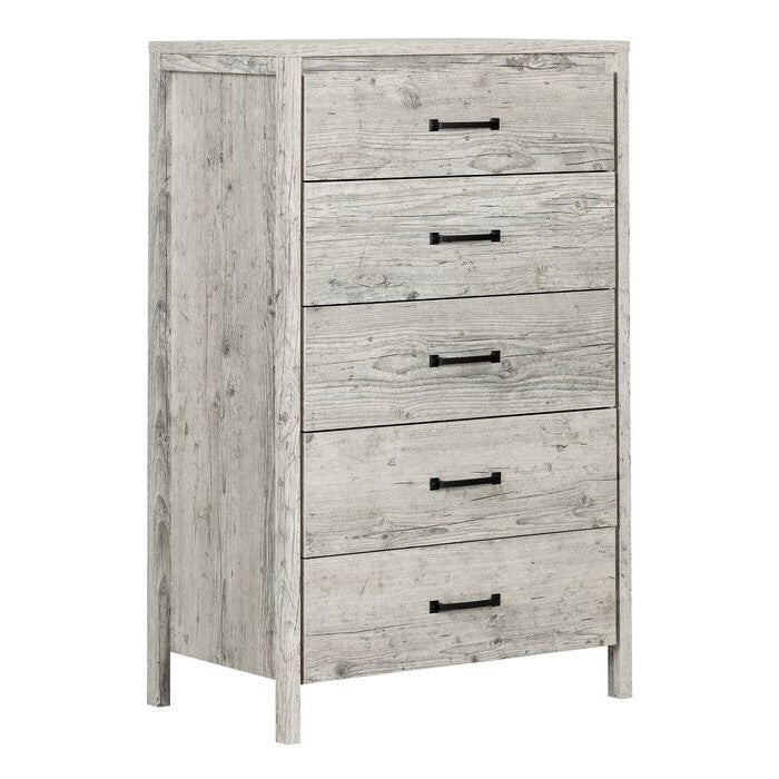 Modern Washed Pine 5 Drawer Storage Chest — Chic Home-Decor